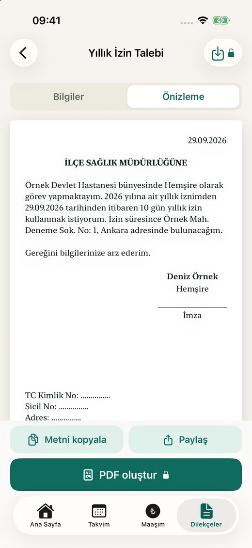 Dilekçe önizlemesi